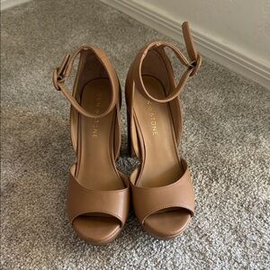 Sand Stone Women's Reeta Peep Toe Block Heel Platform Sandals